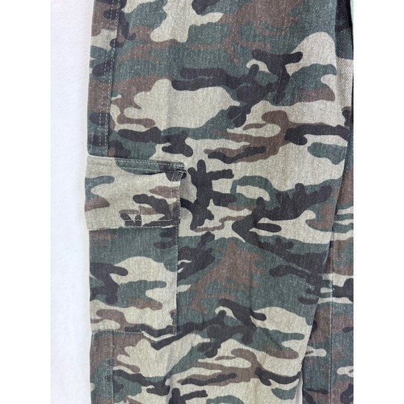 EUC Women's green camo wide leg cargo pants with elastic waist and drawstring XL - Picture 3 of 7